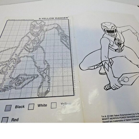 RARE Vintage Power Rangers Sweater Pattern Knitting 24"-38/40" Youth Adult 1995 - Picture 8 of 10